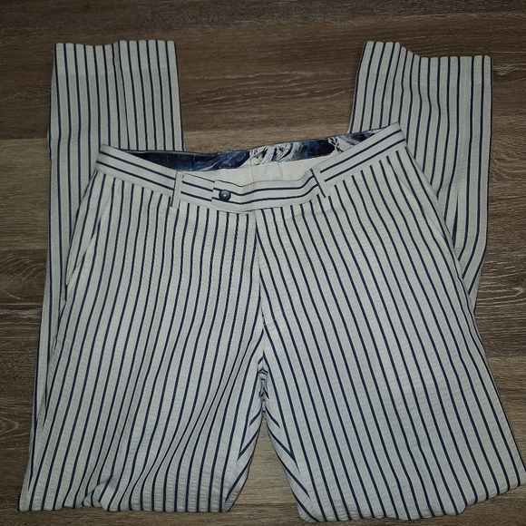 Paisley & Gray Slim Fit White & Blue Striped Pant W30 x 32L NW0T Suit Seperate - Picture 2 of 14